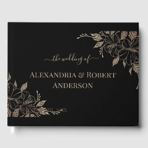 Fancy Gold Lines Wedding Guest Book