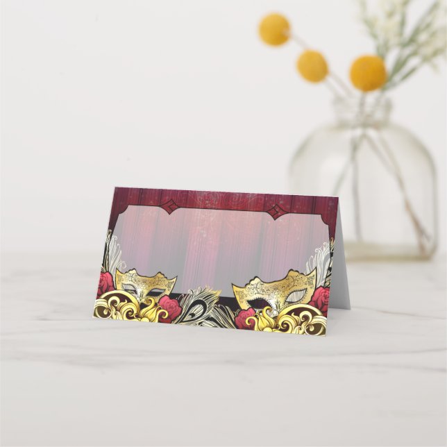 Fancy Gold Masquerade Name Cards (Front)