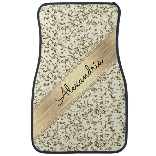 Fancy Gold Shimmery Marble Car Floor Mat (Front)