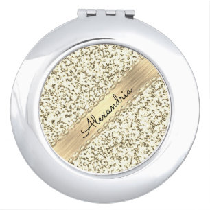 Fancy Gold Shimmery Marble Compact Mirror