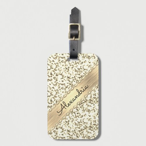 Fancy Gold Shimmery Marble Luggage Tag