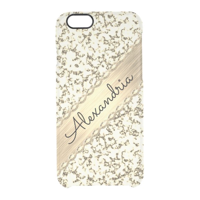 Fancy Gold Shimmery Marble Personalized Uncommon iPhone Case (Back)