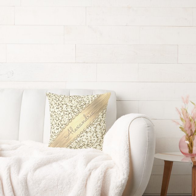 Fancy Gold Shimmery Marble  Throw Pillow (Couch)