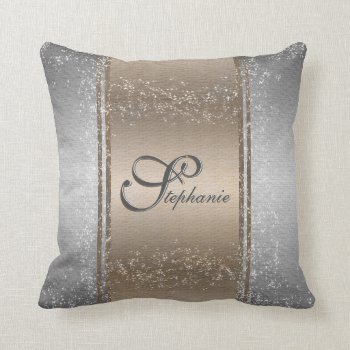 Fancy Gold   Silver - Name - Initial - Toss Pillow by BridesToBe at Zazzle