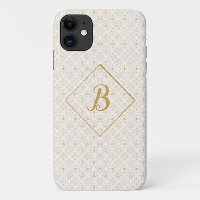 Fancy Golden And White Personalized Case-Mate iPhone Case (Back)