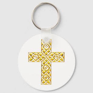 Fancy Golden Cross Keychain