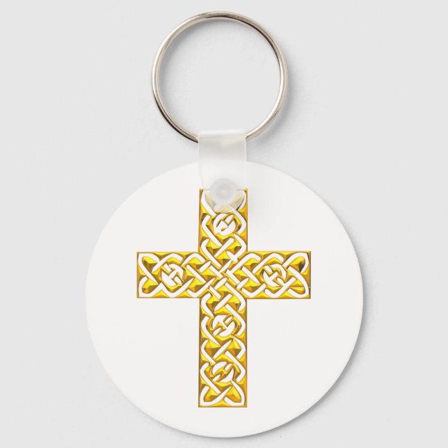 Fancy Golden Cross Keychain (Front)
