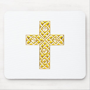 Fancy Golden Cross Mouse Pad