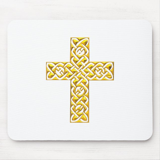 Fancy Golden Cross Mouse Pad (Front)