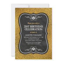 Fancy Golden Glitter Adult 21st Birthday Party