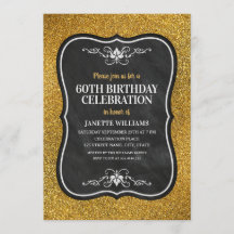 Fancy Golden Glitter Adult 60th Birthday Party