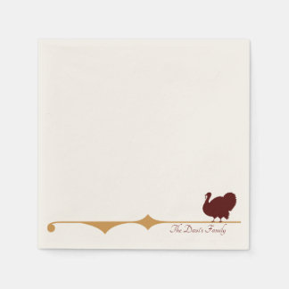 Fancy Golden Lined Turkey Cocktail Napkins