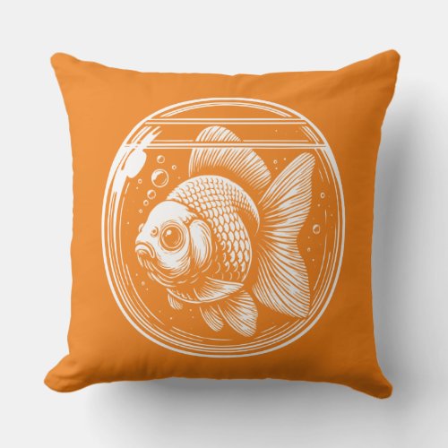 Fancy Goldfish Bowl Throw Pillow