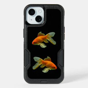 Fancy Goldfish on Black Background iPhone 15 Case