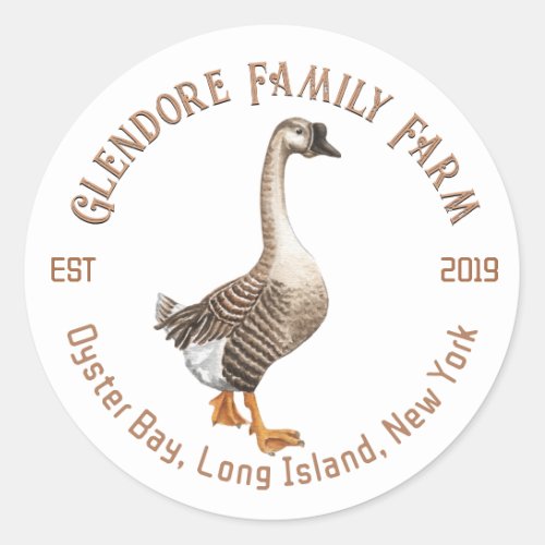 Fancy Goose Business Logo Farm Watercolor Classy Classic Round Sticker