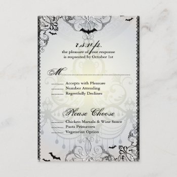 Fancy Gothic Bats Halloween Wedding Rsvp Card by oddlotpaperie at Zazzle