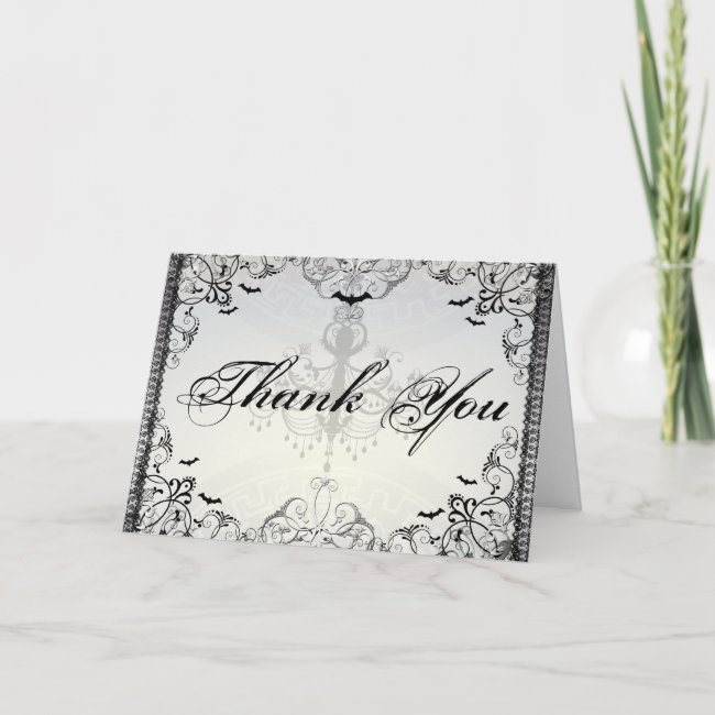 Fancy Gothic Bats Halloween Wedding thank you