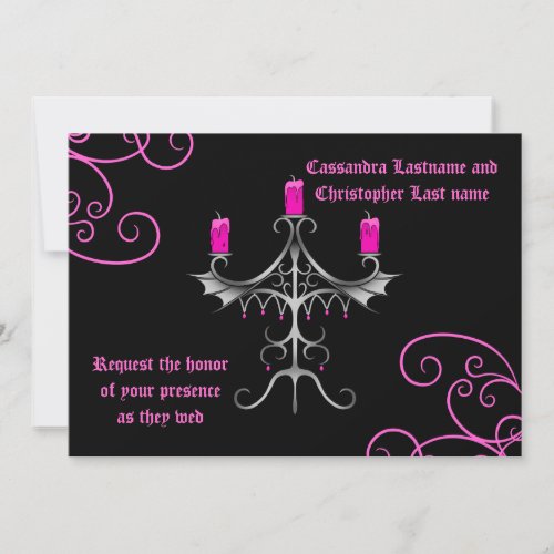 Fancy Gothic candelabra Halloween wedding Invitation
