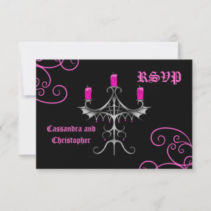 Fancy Gothic candelabra hot pink on black wedding