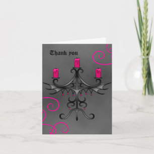 Fancy Gothic candelabra thank you wedding Card