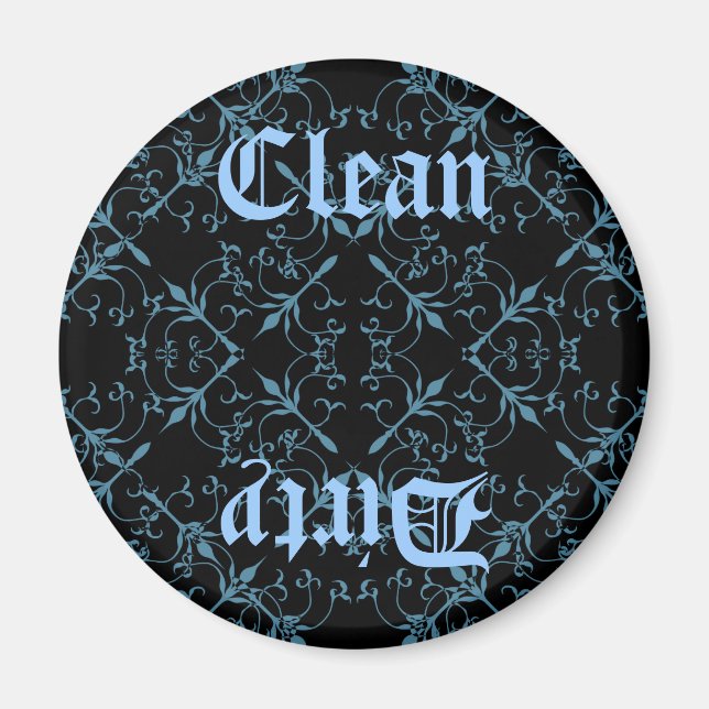 Fancy Gothic clean or dirty diswasher magnet (Front)
