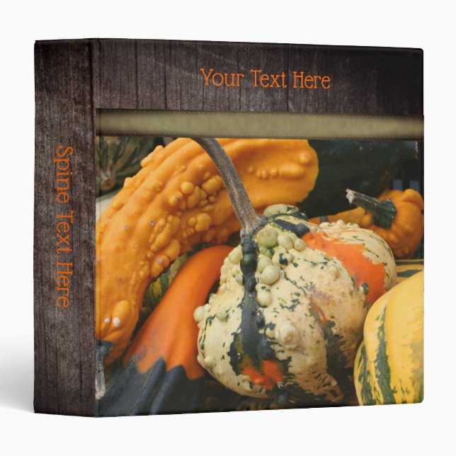 Fancy Gourds Fall Nature Personalized 3 Ring Binder (Front/Spine)