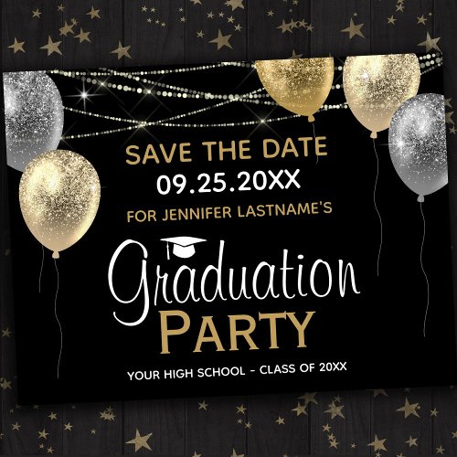 Fancy Graduation Party Save the Date Invitation Po Postcard