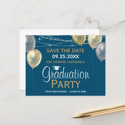 Fancy Graduation Party Save the Date Invitation Postcard