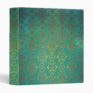 Fancy Green and Gold Damask Binder