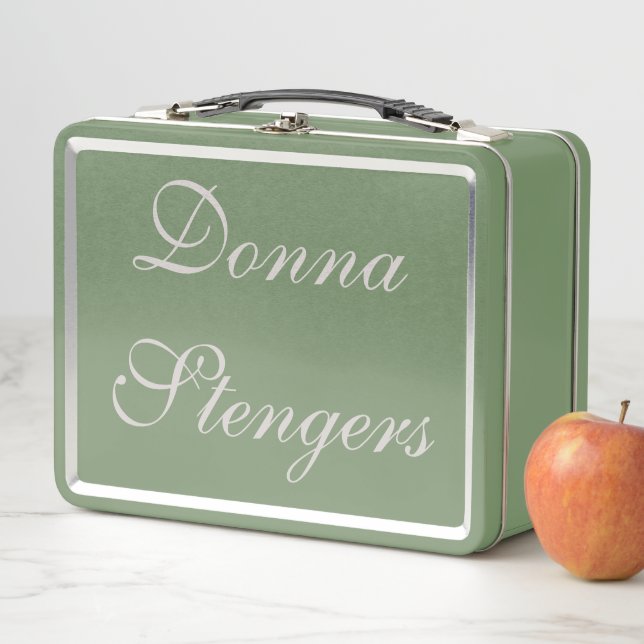 Fancy Green and Silver Metal Lunch Box (In Situ)