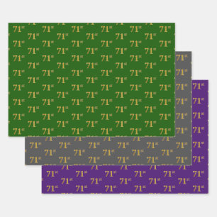 Fancy Green, Gray, Purple, Faux Gold 71st Event # Wrapping Paper Sheets