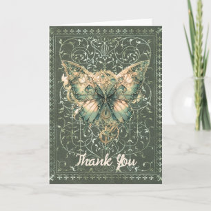 Fancy Green Steampunk Butterfly Folded Card