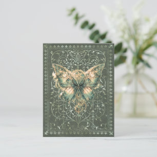 Fancy Green Steampunk Butterfly Postcard