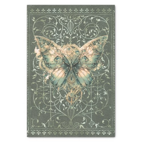 Fancy Green Steampunk Butterfly  Tissue Paper