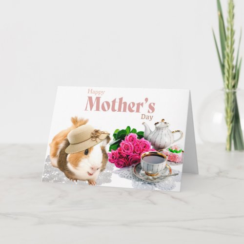 Fancy Guinea Pig Tea Party Mothers Day Card