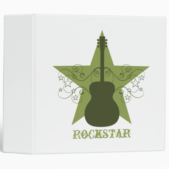 Fancy Guitar Star Swirls Binder, Green Binder (Front/Spine)