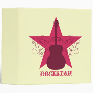 Fancy Guitar Star Swirls Binder, Magenta Binder