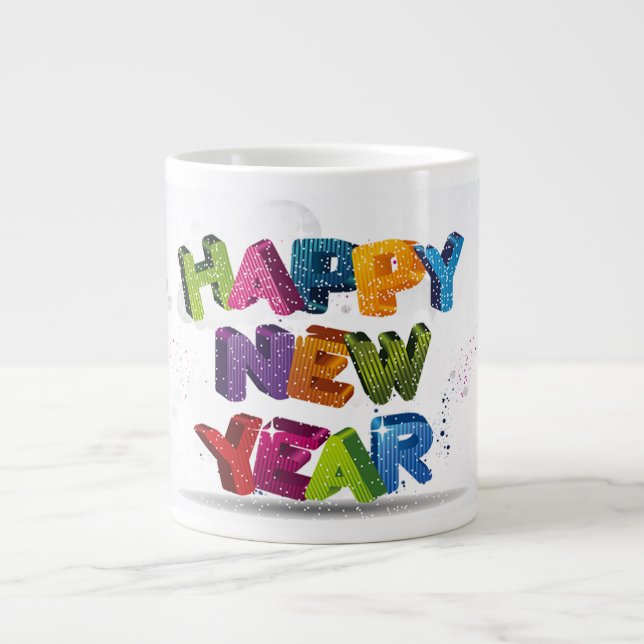 Fancy Happy New Year Text Specialty Mug (Front)