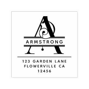 Fancy Head Letter - A - Return Address Monogram Self-inking Stamp