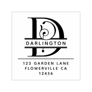 Fancy Head Letter - D - Return Address Monogram Self-inking Stamp