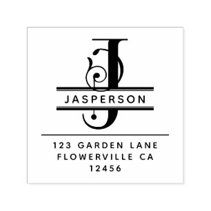 Fancy Head Letter - J - Return Address Monogram Self-inking Stamp