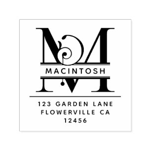 Fancy Head Letter - M - Return Address Monogram Self-inking Stamp
