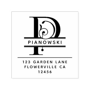 Fancy Head Letter - P - Return Address Monogram Self-inking Stamp