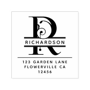 Fancy Head Letter - R - Return Address Monogram Self-inking Stamp