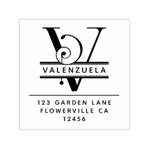 Fancy Head Letter - V - Return Address Monogram Self-inking Stamp