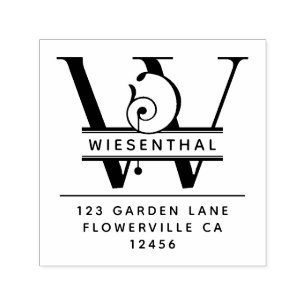 Fancy Head Letter - W - Return Address Monogram Self-inking Stamp