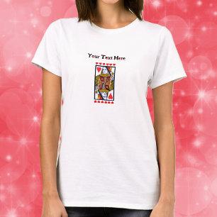 Fancy Heart Queen Playing Card Rows Red Hearts T-Shirt
