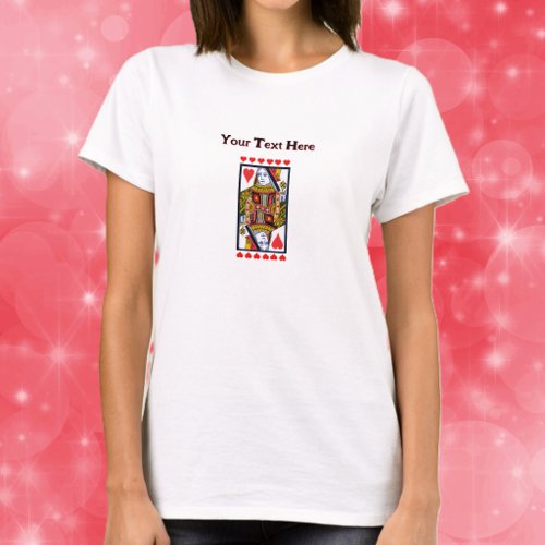 Fancy Heart Queen Playing Card Rows Red Hearts T-Shirt
