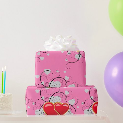 Fancy Heart Red Love Wrapping Paper
