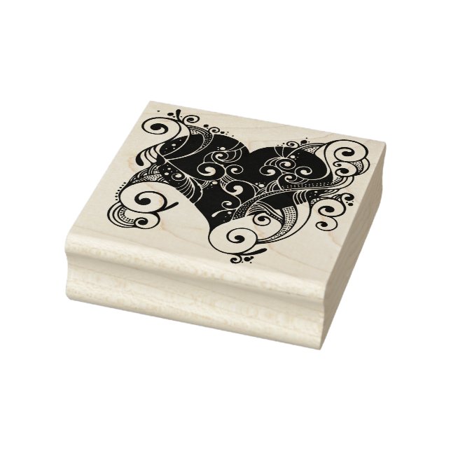 Fancy Heart Rubber Stamp (Stamp)